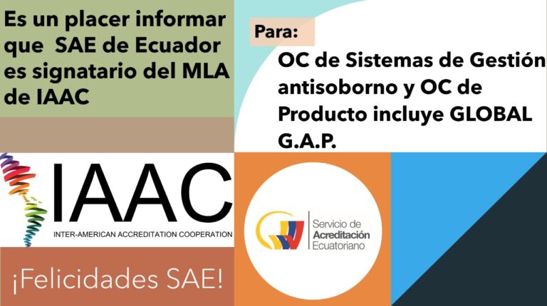 SAE- signatario del MLA de IAAC para certificación SGAS y Global GAP