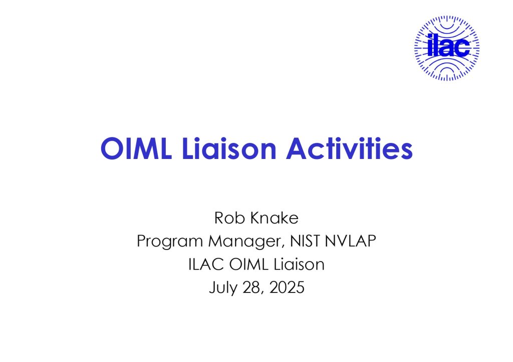 ILAC Liaison Presentation for IAAC Final RKnake page 0001 - Inter-American Accreditation Cooperation ILAC Liaison Presentation for IAAC Final RKnake page 0001 - Inter-American Accreditation Cooperation